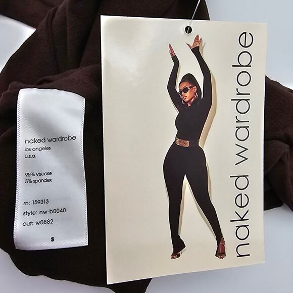 Naked Wardrobe Womans size S NW Sleeveless Sculpt Bodysuit Dark Chocolate NEW - Picture 7 of 8